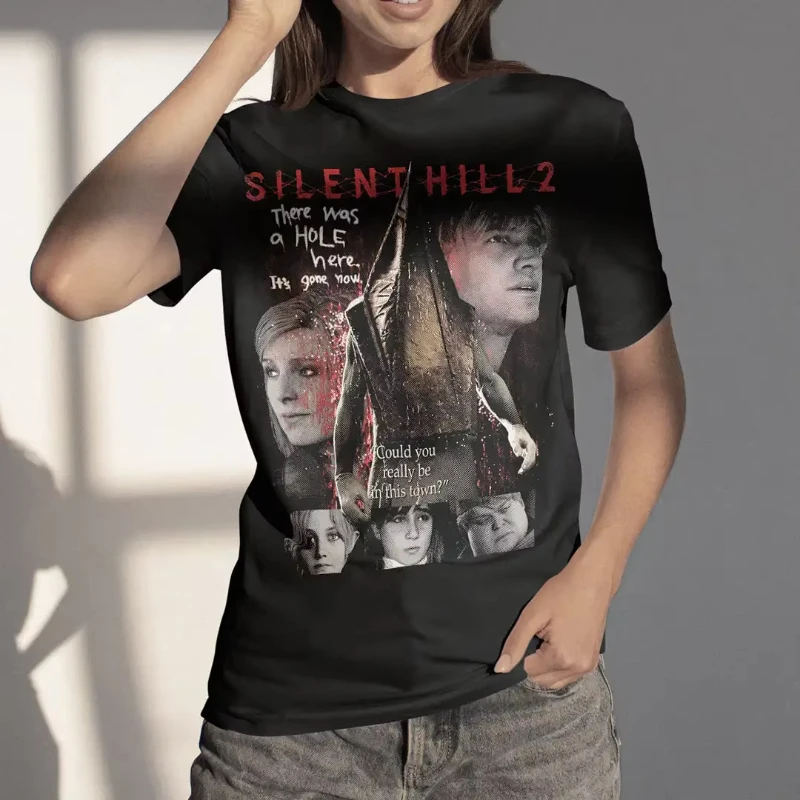 25 سايلنت هيل 2 تي شيرت ملابس قطنية عادية كم قصير رقبة مستديرة تي شيرت الرجال النساء تي شيرت المتضخم المحملة قطنية عالية الجودة