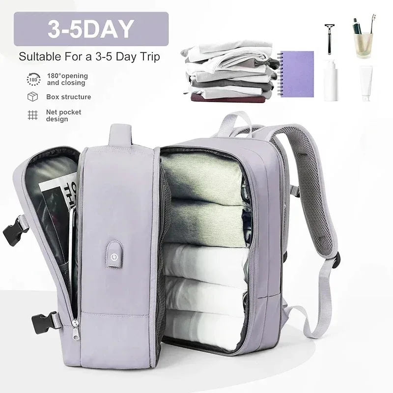 Multifunctional Waterproof Travel USB Charger Luggage Bags Large Capacity Bags Expanding Oxford Backpack for Women Men