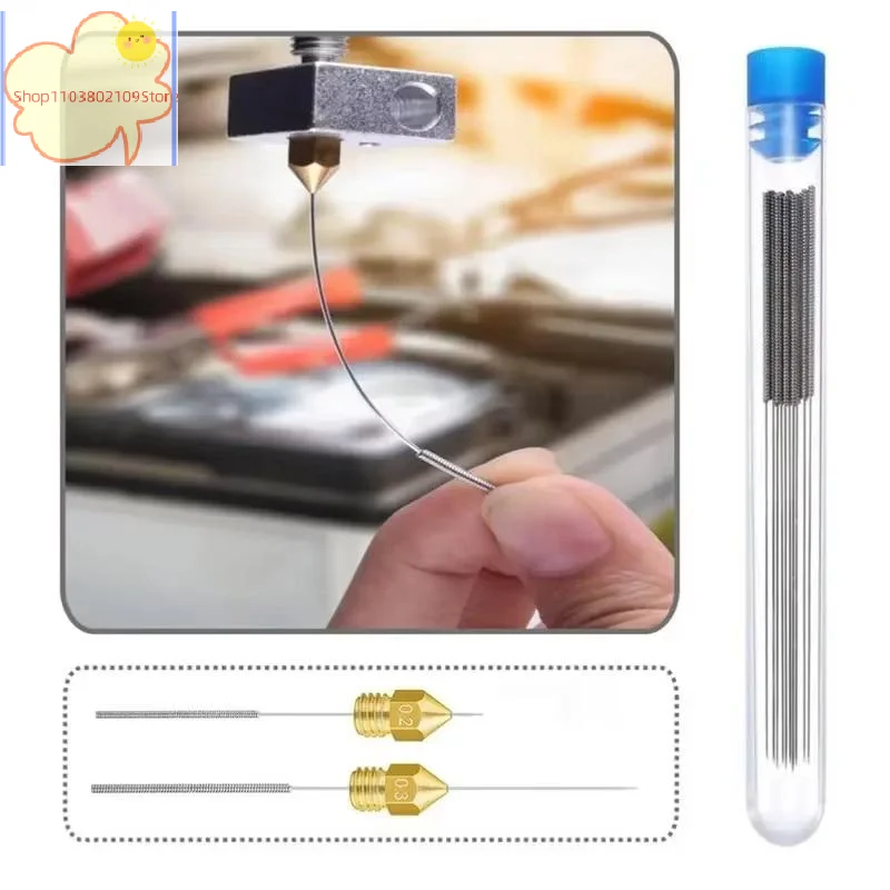 【HT】【HT】3D Printer Nozzle Cleaning Kit 0.2/0.25/0.3/0.35/0.4mm Stainless Steel Nozzle Cleaning Needles Cleaner