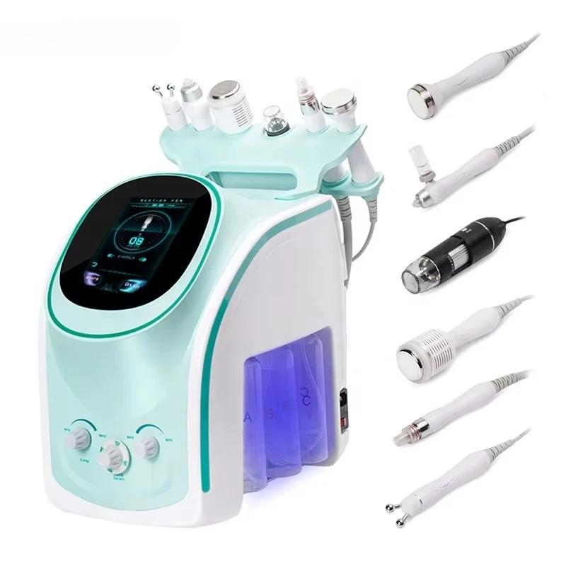 2025 New Arrival 6in1 H2O2 Small Bubble Micro-touch Hydracare Hydra Beauty Facial Machine With Skin Moisture Tester
