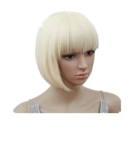 Blonde Wig Synthetic Heat Resistant Short Wavy Hair Peruca Pelucas Cosplay Costume Cosplay Cartoon Role Short Bob Hair