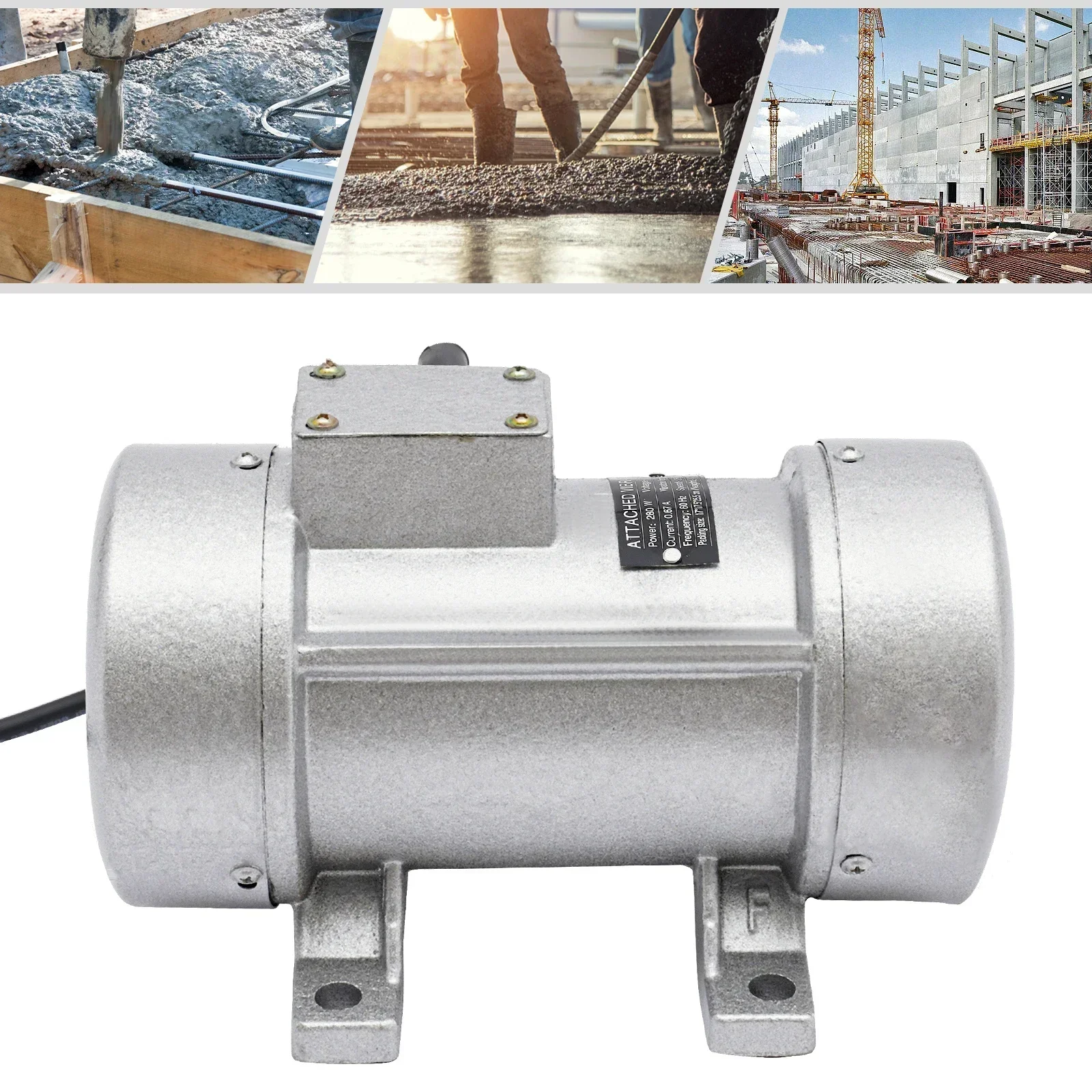 Concrete Vibrator 280W Pure Copper Motor 2840RPM 2942N Corded Electric Cast Iron Vibration Source One-piece Structure