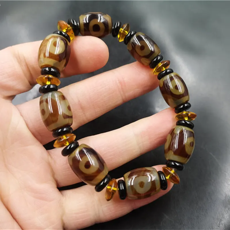 Three-Eye Dzi Bracelet Retro Tibetan Old Agate