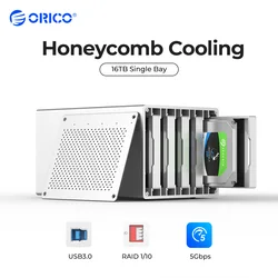 ORICO Honeycomb Cooling Multi Bay 3.5'' Aluminum HDD Docking Station SATA to USB3.0 HDD Enclosure With 7 Raid Mode