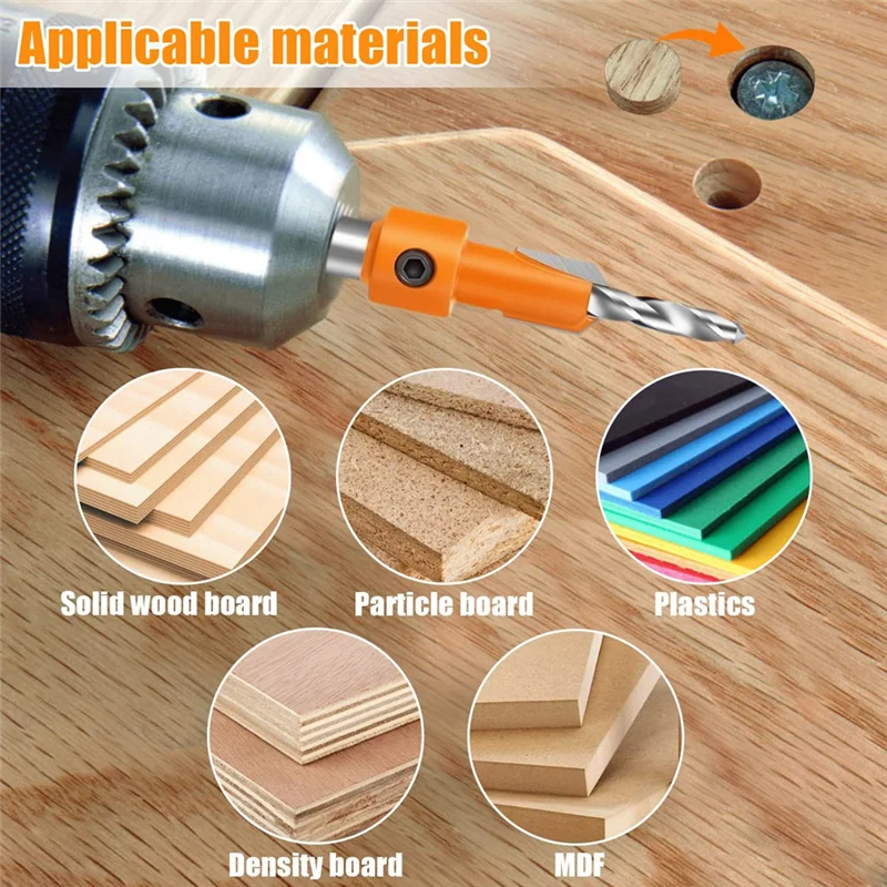 

【B07R】5 шт., набор сверл из быстрорежущей стали для стойки, хвостовик 8 мм для деревянного винта, фрезерный дырокол для деревообрабатывающих инструментов