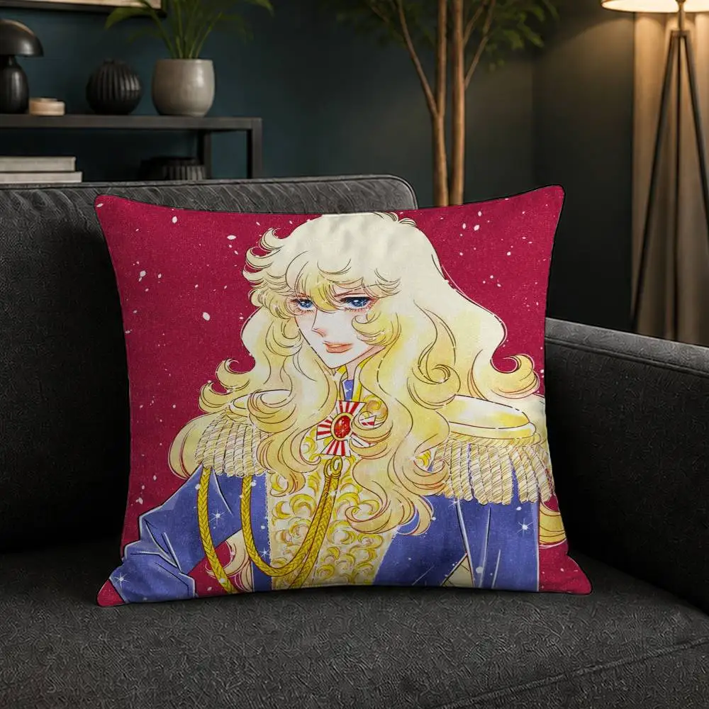 Rose of V-Versailles Lady Oscar Double-sided Printed Square Decorative Cushion Cover for Sofa Living Room Home Decor 4