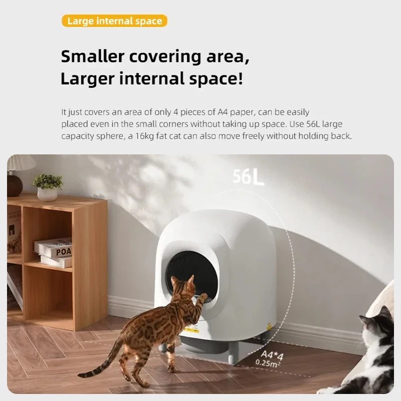 Petree 2.0 PRO 56L Smart Cat Litter Box Automatic Self-Cleaning Litter Box Fully Enclosed Pet Toilet Suitable for Multiple Cats