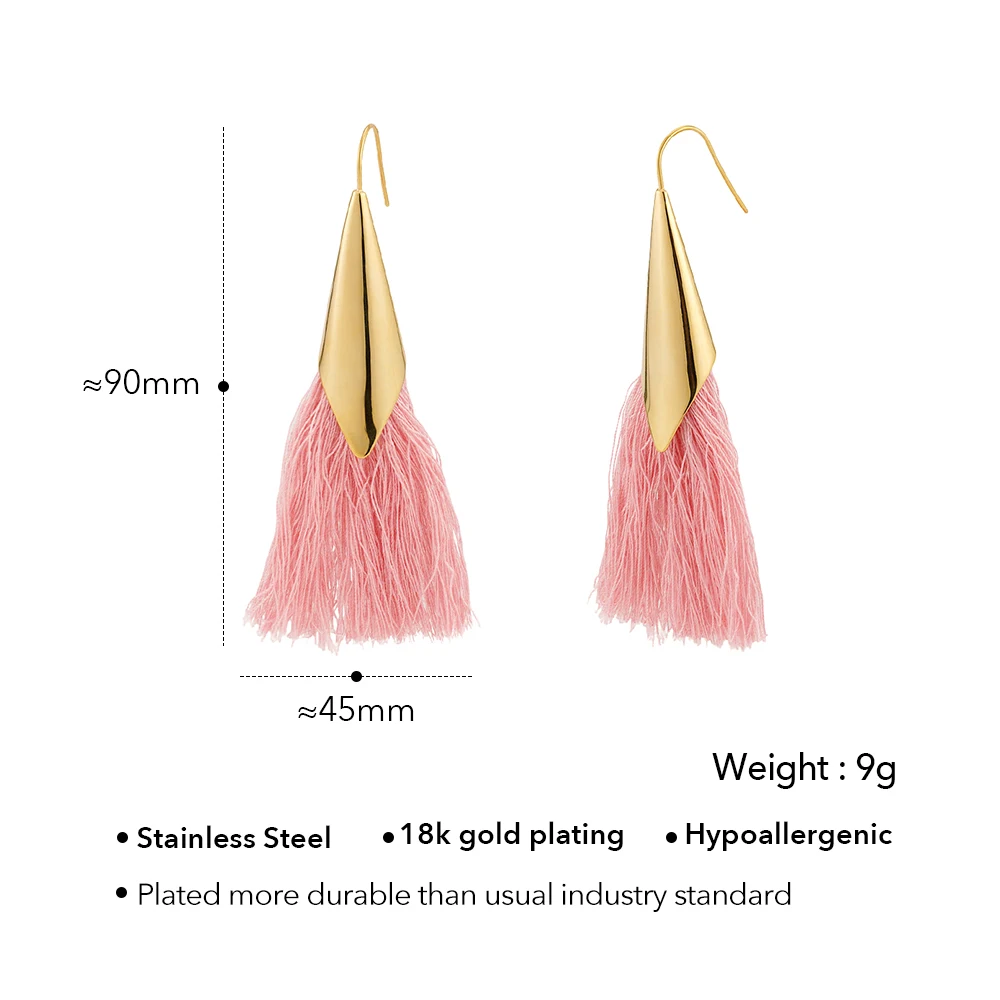 ENFASHION Aretes De Mujer Tassels Dangle Long Drop Earrings For Women\'s Stainless steel Trendy Fashion High Street Jewelry E1013