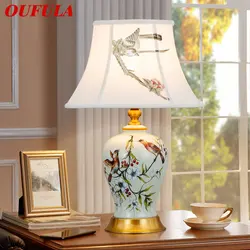 OUFULA Chinese Ceramics Table Lamp LED Modern Creative Luxury Desk Light Fashion for Home Living Room Study Bedroom