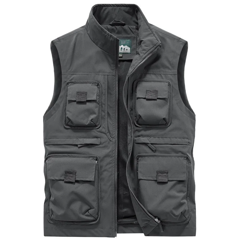 M-6xl Plus Size Men's Outdoor Waistcoat Multi Pockets Fishing Vest Sleeveless Jacket Fishing Vests Pocket Photography Waistcoat