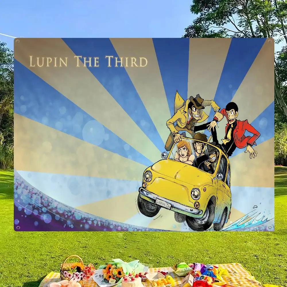 Adventure Story L-Lupin The Third High End Quality Banner Printing Artistic Atmosphere Style Camping Flag