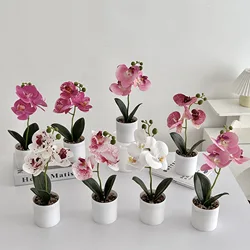 3 Head Butterfly Orchid Potted Plant Artificial Flower Greenery Bonsai Desktop Decorative Simulation Plants