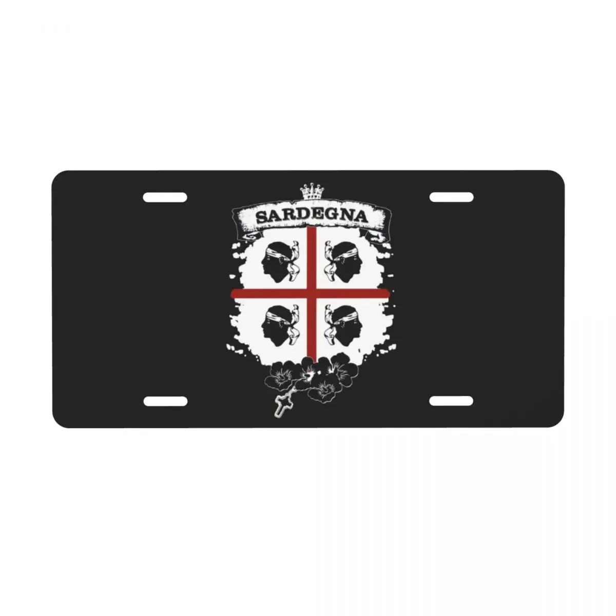 

Custom Sardinia Flag Four Moors License Plate Cover Italy Sardegna Decoration Vanity Tag Aluminum Metal License Plate Sign