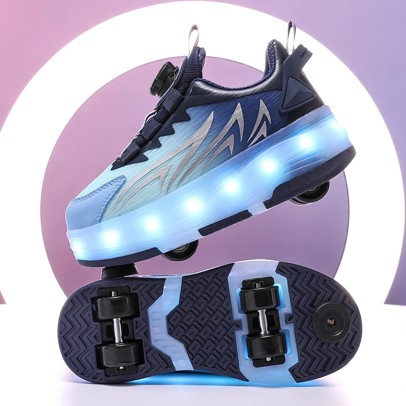 Детские коньки Heelys и роликовые коньки для детей от 6 до 12 лет: туфли на колесиках с подсветкой на 4 колесах для девочек, студенческие стили для мальчиков