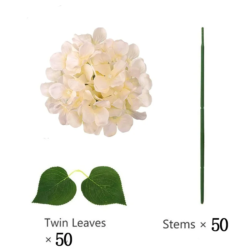 50 stuks kunstmatige hortensia bloemen zijden hortensia hoofden voor bruiloft