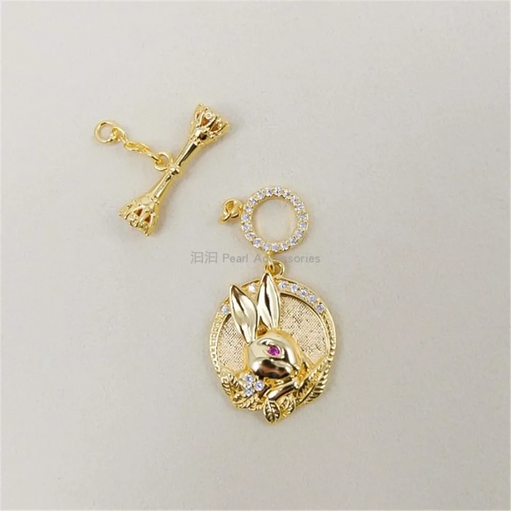 DIY Pearl Clasps & Hooks Jewelry Necklace Bracelet Rose Red Rabbit OT Buckle Copper Plated 18K Gold V136