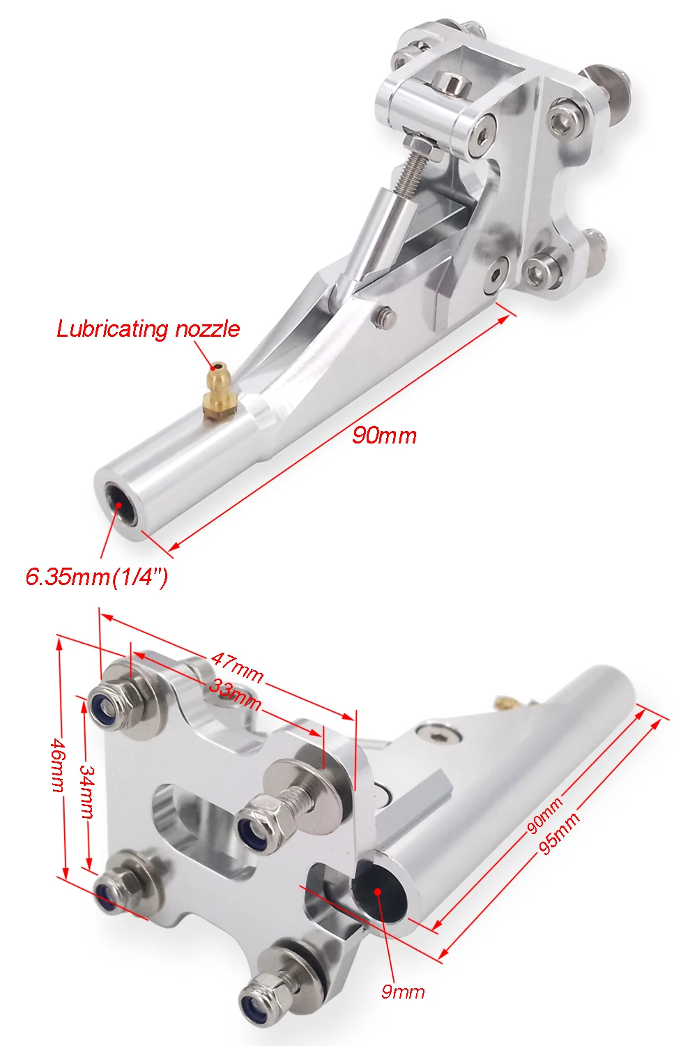 RC 보트 샤프트 스팅어 유연한 샤프트 스트럿, 가솔린 RC 스피드 보트 레이싱 타원형 VEE용, 6.35mm, 1/4 인치, 95mm