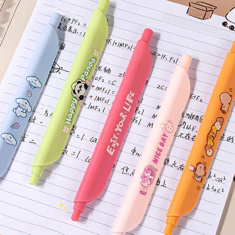 カピバラプレスジェルペン、かわいい漫画、カワイイ、クリエイティブ、定規、ニュートラルペン、学生文房具、事務用品、4個
