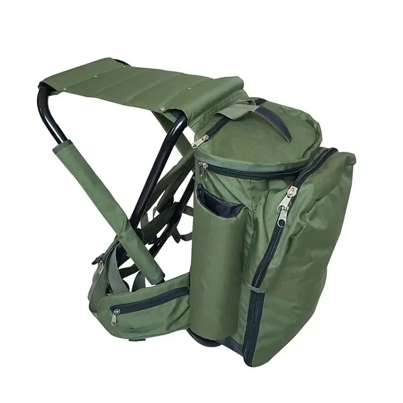 Portable Adult Fishing Chair Waterproof Oxford Carbon Steel Black Ultra Light Backpack