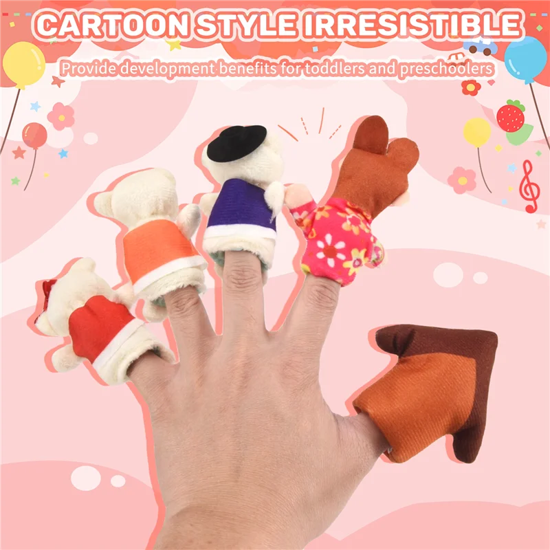 B49B-ชุดหุ่นนิ้วมือ 5 ชิ้น นิทานเทพนิยาย โกลดิล็อคส์ และหมีสามตัว