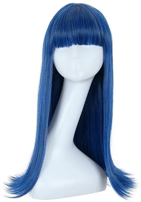 Inside Out 2 Ennui Wig long Blue Curly Heat Hairpiece Masquerade Cosplay Headgear Head Cover Wig Cap