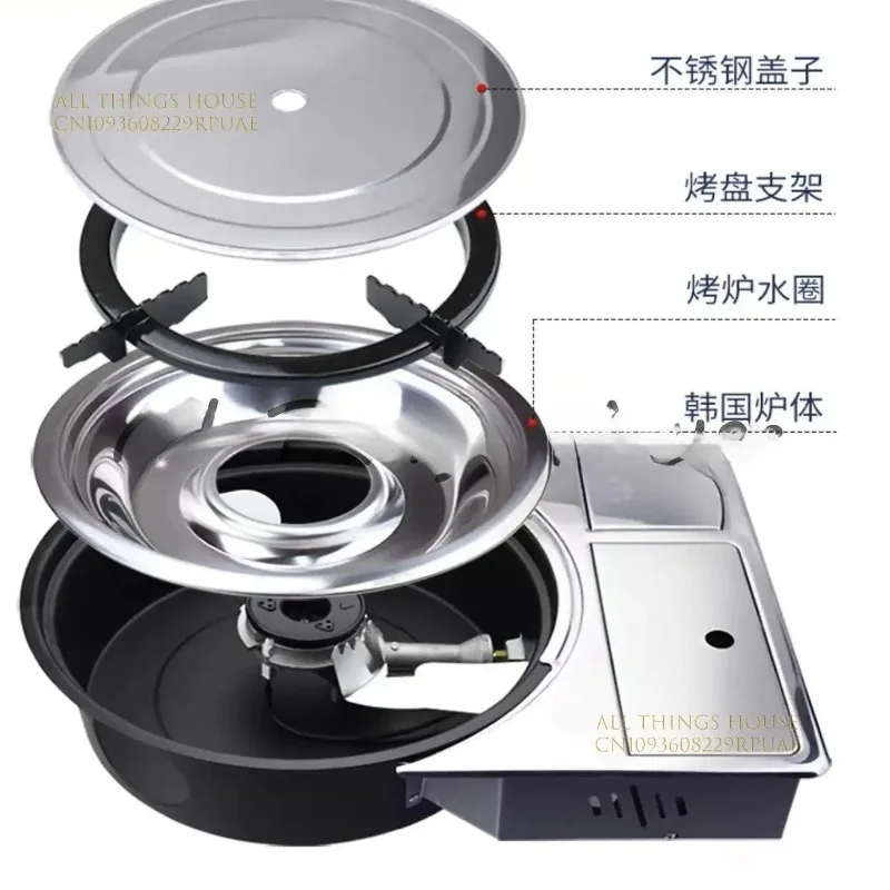 Korean Commercial Desktop Embedded Bbq Gas Grill Smokeless Indoor Outdoor Stainless Steel Barbecue Gas Grill For Restaurant