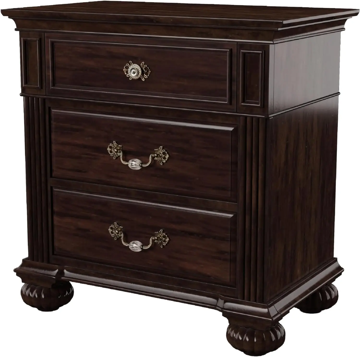 

24/7 Shop at Home Syracuse Accent Wood Nightstand with Drawers for Bedroom, Living Room