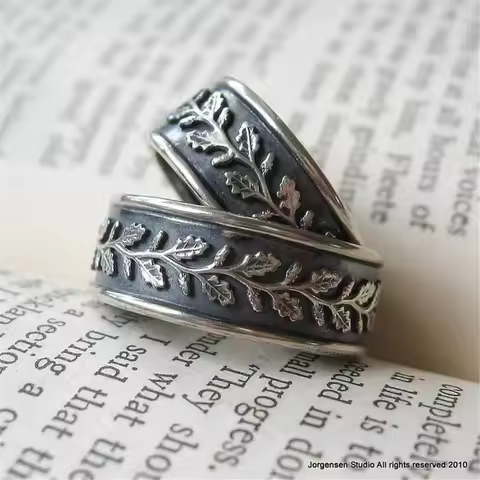 Vintage Carved Leaf Branches Pattern Ring For Women Antique Silver Color Bohemian Retro Accessories Wedding Band JewelryGift