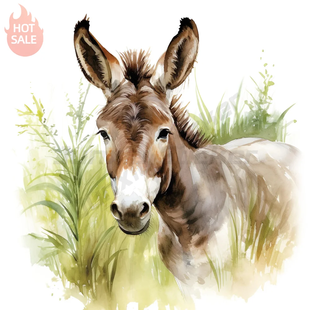 Watercolor Donkey Adorable Farm Creative Sticker For Car Body And Rear Window UV Protection Vinyl Decal Vehicle Accessories