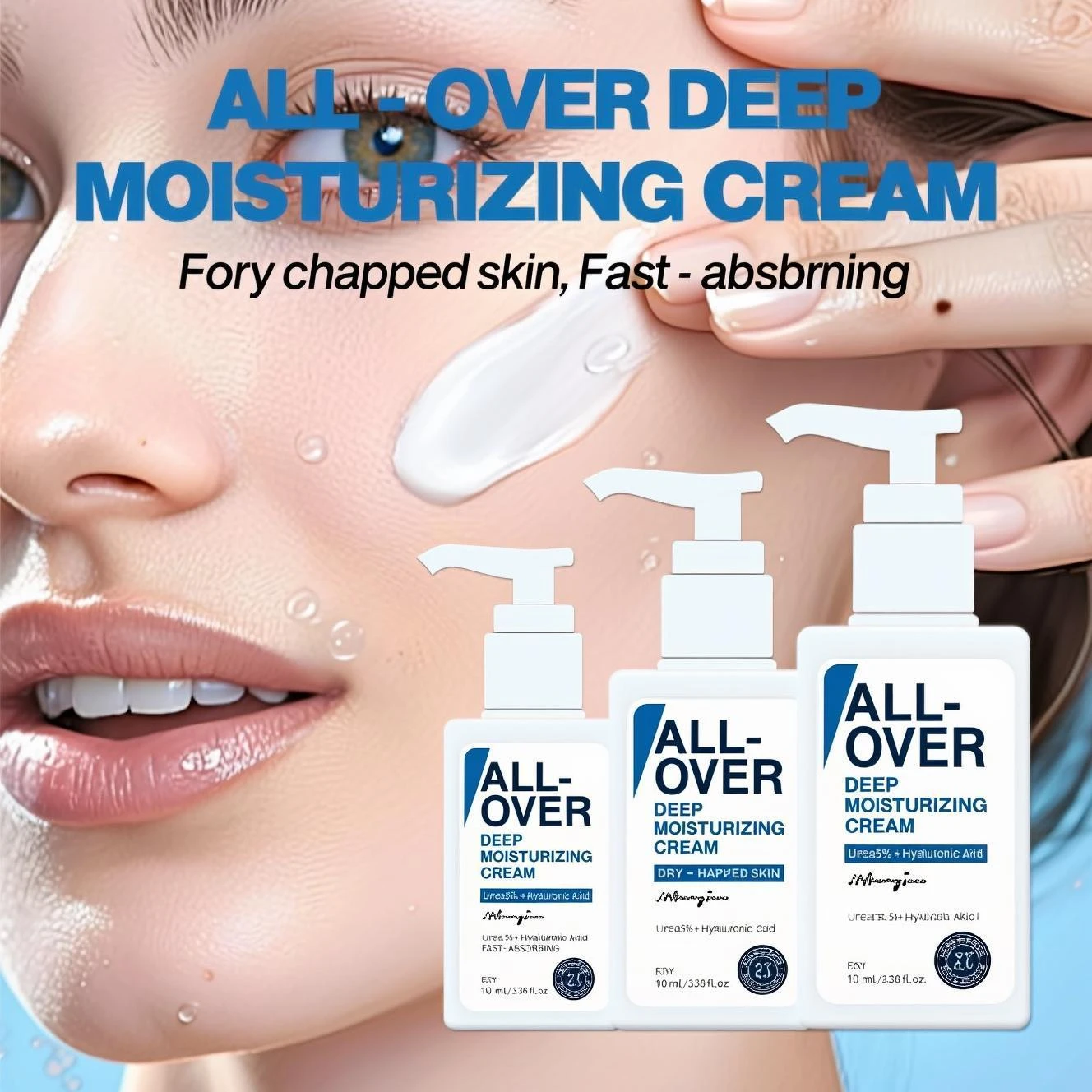 ALL-OVER Crema Hidratante Profunda 100ml - Fórmula 5% de Urea y Ácido Hialurónico para Pieles Extremadamente Secas, Bloqueo de Humedad, Absorción Rápida