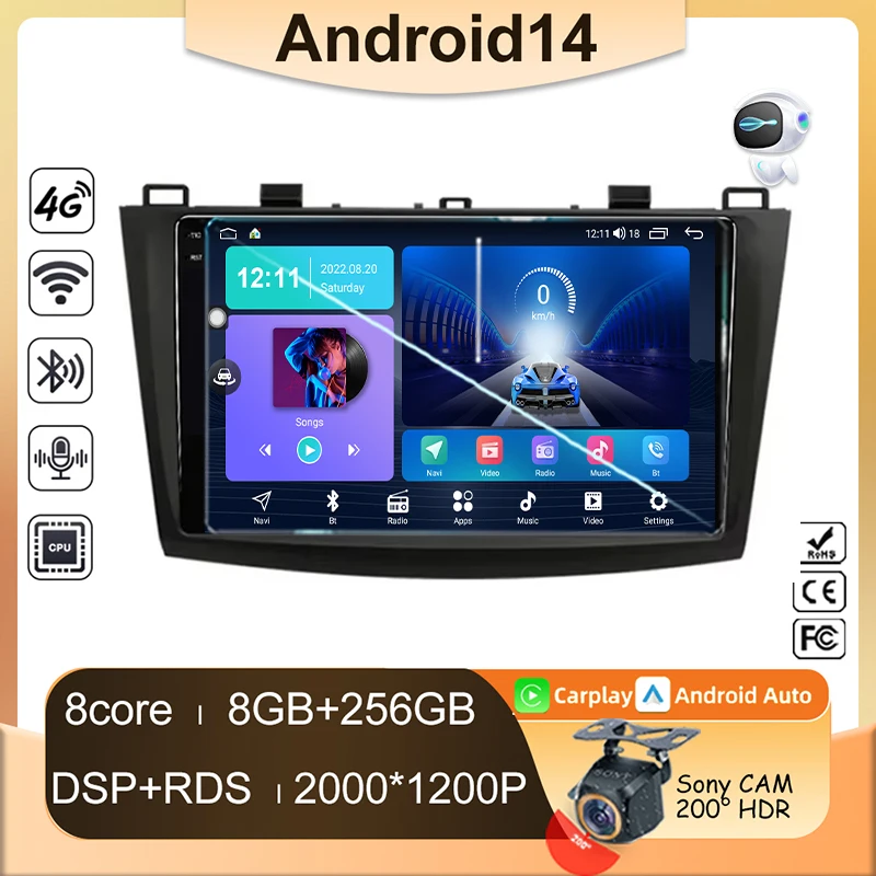 

No 2din DVD Car Radio For Mazda 3 2009 2010 2011 2012 2013 Android Multimedia Player 4G GPS Navigation Carplay DVD Head Unit
