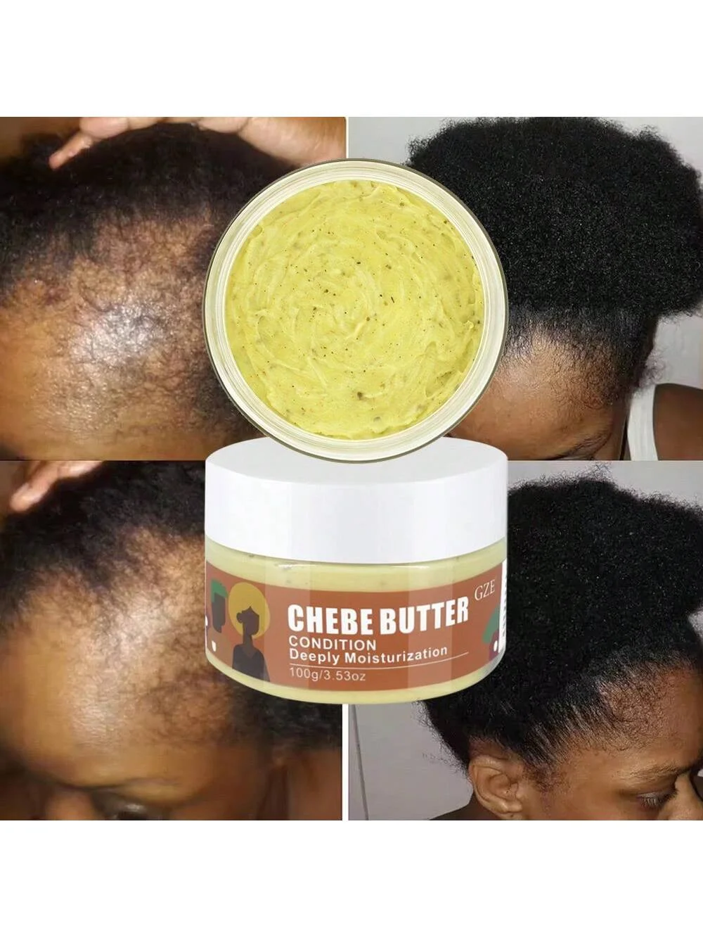 

GZE Chebe Butter Condition Chebe Powder Strengthen For All Hair Types Hair Follicle Healthy Hair Butter for Dry Hair Bald Spots