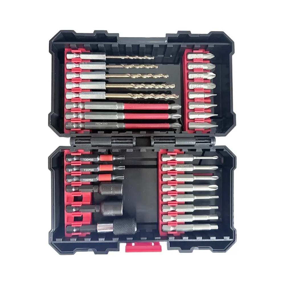 30-Piece Magnetic Bit Set Compatible with Standard Drill Chucks Featuring Alloy Steel Construction and Secure Fit