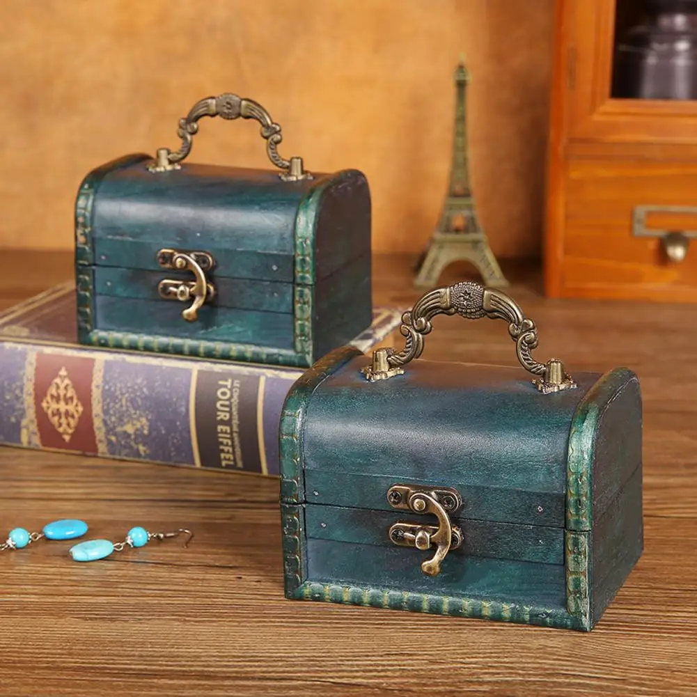 Great  Jewelry Box Lightweight Retro Wooden Jewelry Box Small Suitcase Sturdy Photography Prop Earrings Storage Box for Home