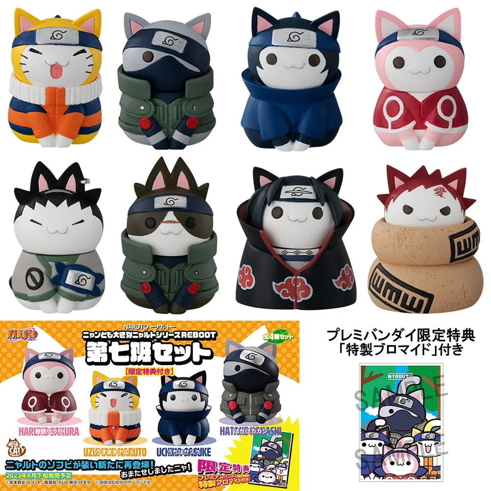 6Pcs Anime Naruto Uzumaki Naruto Mega Cat Project Uchiha Itachi Kakashi Sasuke Gaara Umino Iruka Shikamaru Sakura Doll Toys