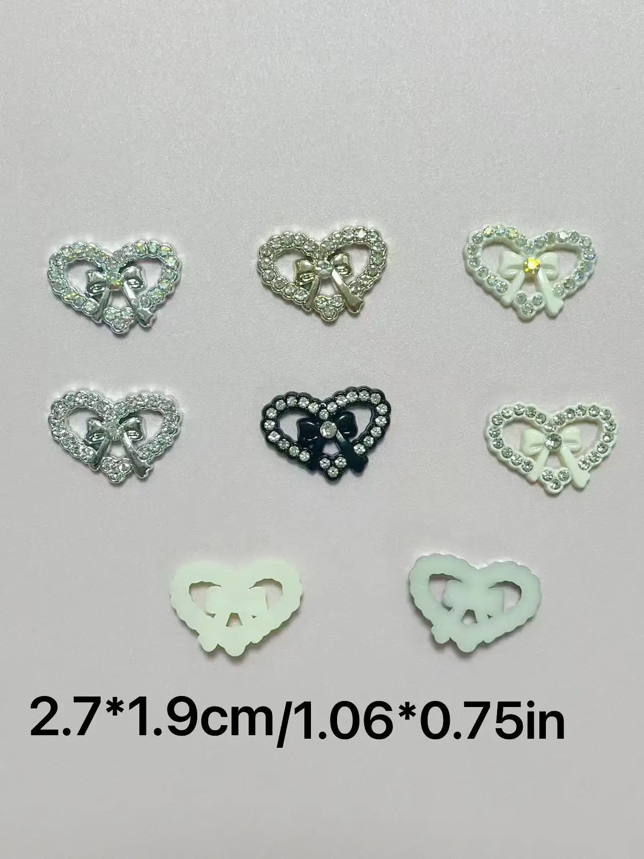 20 pièces métallique doré argenté blanc luxe diamant coeur arc résine indésirable coque de téléphone décoration breloques Kawaii dos plat bricolage artisanat