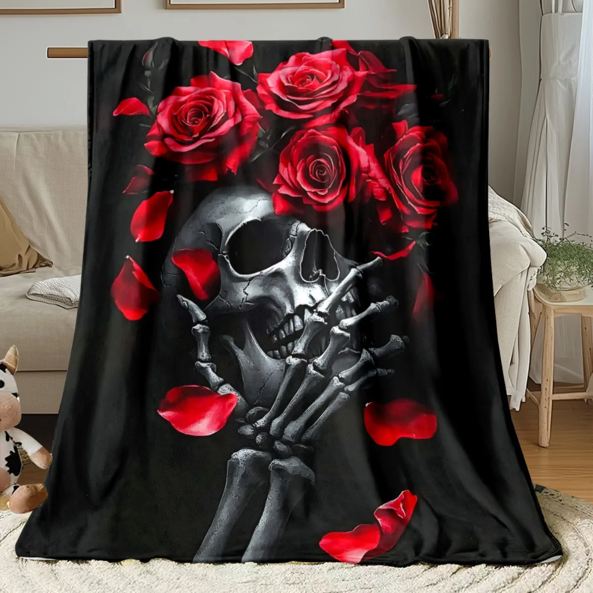 Custom Blue Bird Blanket White Lily Blue Rose Snowflake Winter Design Personalized Name Fleece Throw All Season Soft Warm