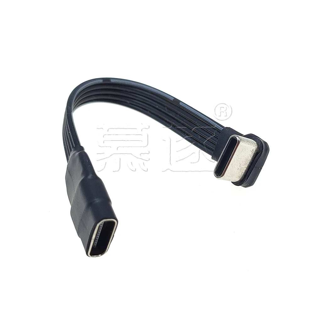 0,1M-1M USB 2.0 Tipo C para Tipo C Cabo de Extensão Plana Dobrável 90 °   Ângulo USB-C Masculino Feminino FPC FPV Cabo de Fotografia Aérea 5CM