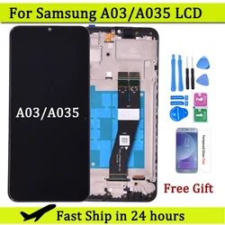 Samsung a03,a035,SM-A035F,ds,a035m,a035f,6.5インチ用のタッチスクリーンデジタイザー付きLCDディスプレイ