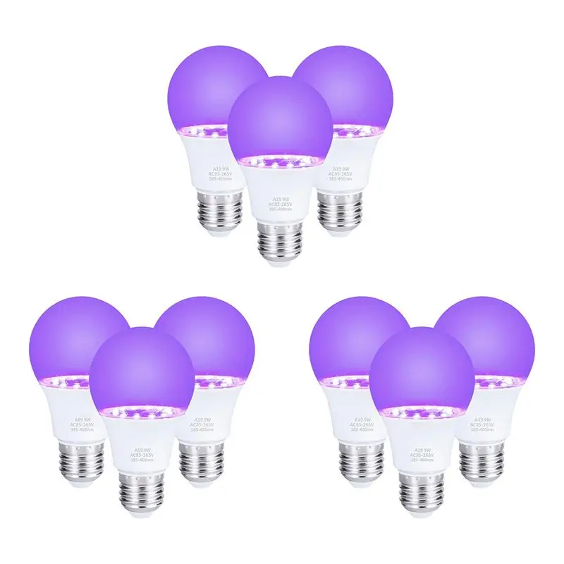 

Y42A-9Pcs 10W Ultraviolet UV Bulb Fluorescent Detection UV Lamp Black Light Blue Lamp E26 110V 220V For DJ Party Decoration