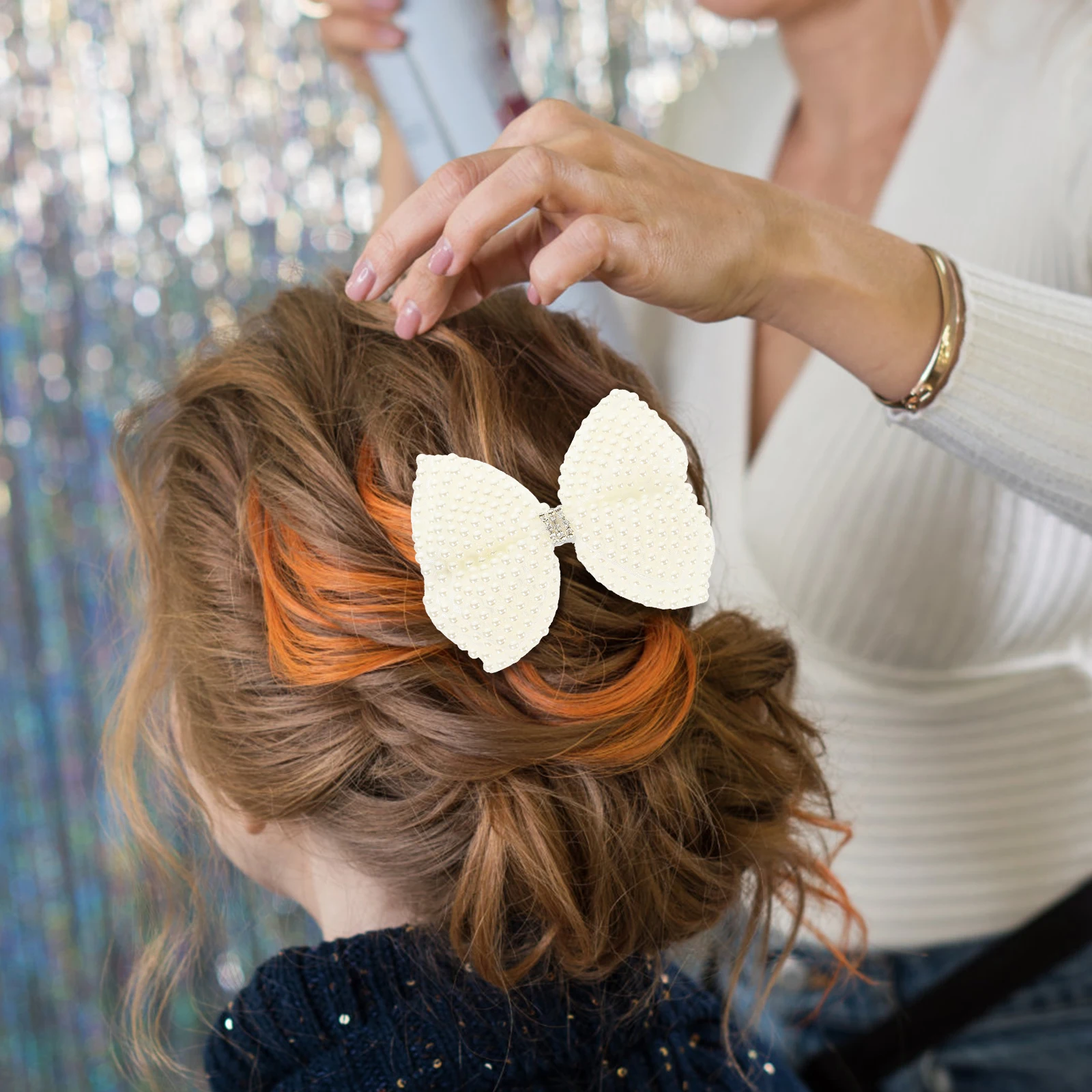 

4pcs Pearl Hair Clips Barrettes Women Girls Accessories Cute Bow Tie Small Durable Stylish Holders Party Wedding for Birthday
