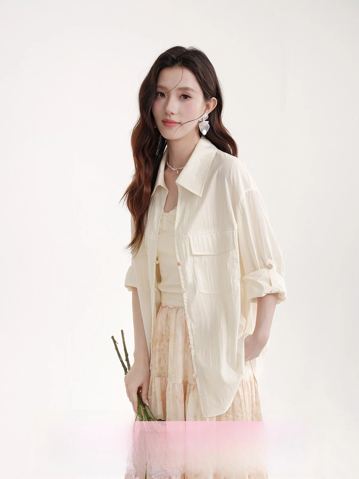 

Loose Long Sve Women's Sun Protection irt Casual Sle Outdoor Wear Cotton Blend Fabric Button Detailing Summer New Arrival