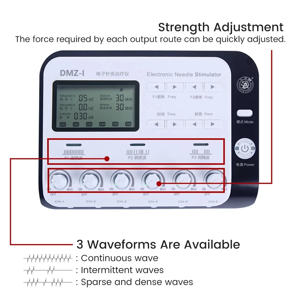 6 Output Channel TENS Muscle Electrostimulator Acupuncture Needle Physiotherapy Pressure Relief Relaxation Body Massage Device