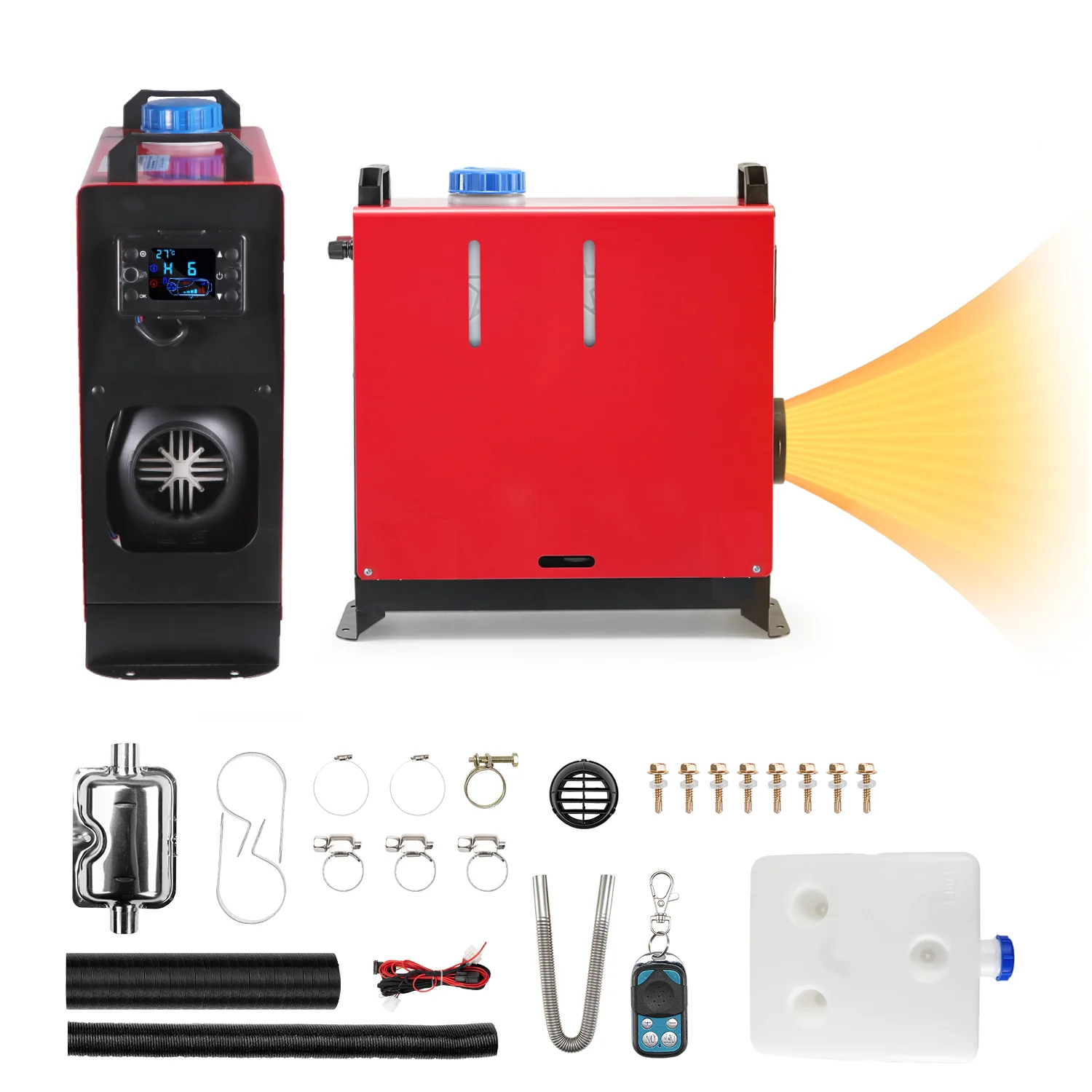 5-8 kW-os dízel légfűtő, 12 V-os, 24 V-os, többfunkciós állófűtő LCD kijelzővel és Bluetooth alkalmazással, autófűtő CO-riasztóval lakókocsihoz, lakóautóhoz