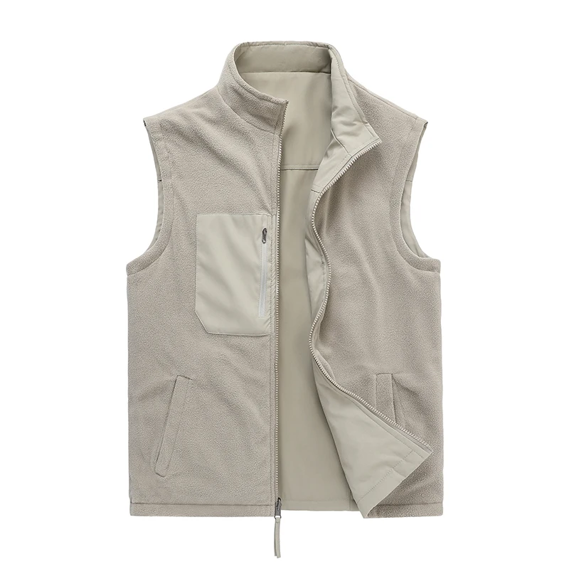 

Autumn Winter Thickened Lined Vest New Men's Fashion Fleece Vest Casual Sleeveless Warm Large Size Outerwear Jacket