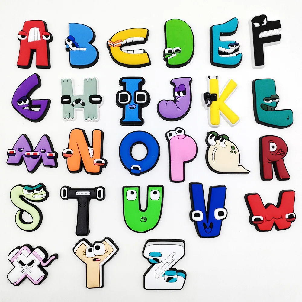 26pcs Alphabet Lore Crocs Shoe Charms Shoe Flowers Letter Figure Accessories Shoes Decorations for Crocs Slippers Buckle Gift