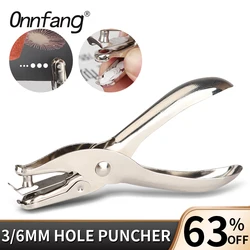 Onnfang Hole Puncher Metal Pore 3/6mm Diameter Single Punch Pliers Hand Hand Paper Scrapbooking Punches Tools