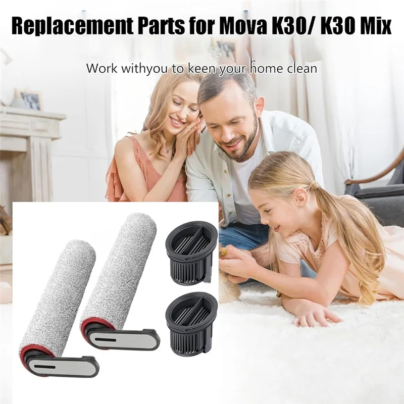ABXH 4 個ローラーブラシ Hepa フィルター Mova K30 ウェットドライ掃除機アクセサリー洗浄効率を向上させる