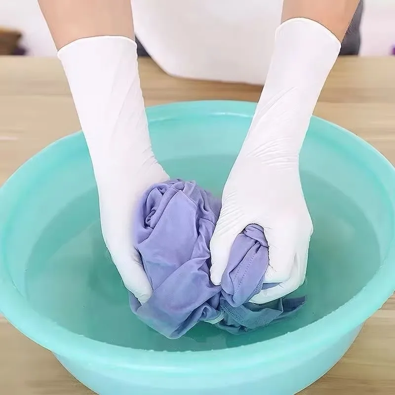 20/50/100 PCS White Nitrile Gloves Non-Latex Thick Durable Gloves Kitchen Dishwashing Cleaning Beauty Hair Dyeing Tools