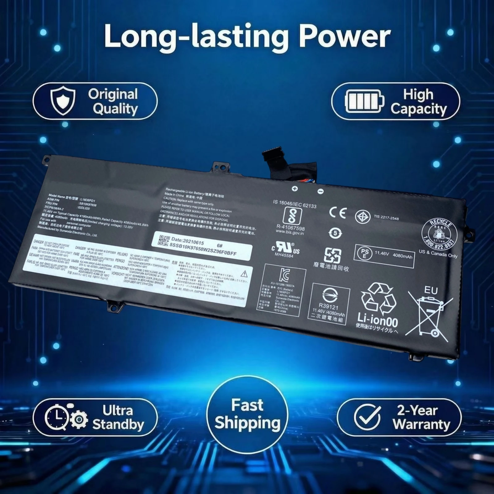 New Original L18D6PD1 Laptop Battery For Lenovo ThinkPad X13 Yoga X390 X395 L18M6PD1 L18L6PD1 L18C6PD2 02DL017 02DL019 02DL018